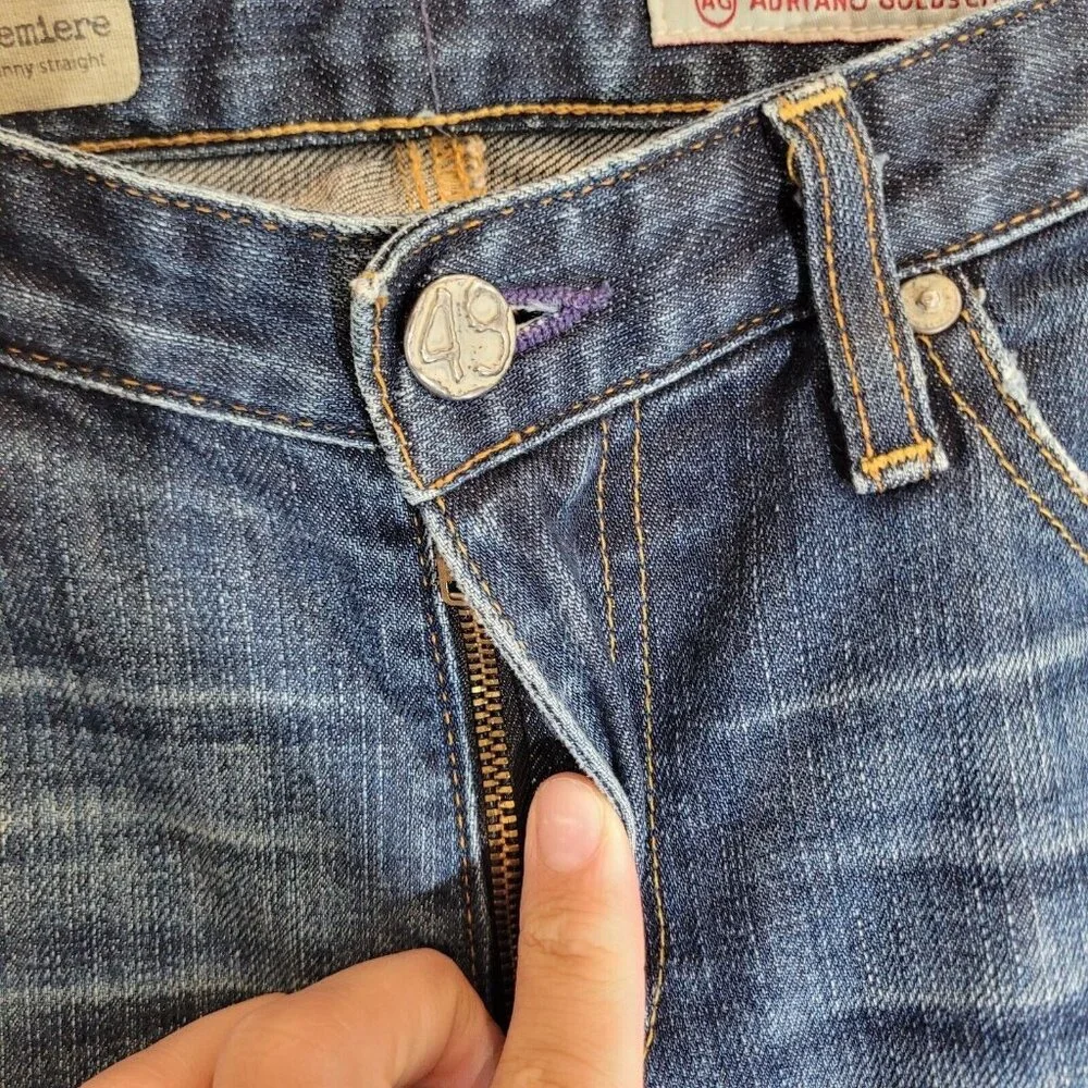 Ag Adriano Goldschmied Jeans Womens 29R 31x33 Blue Skinny Straight Denim Stretch - Picture 9 of 12